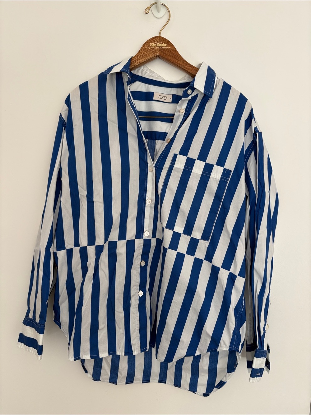 AYR Blue and White Striped Button-Up Blouse